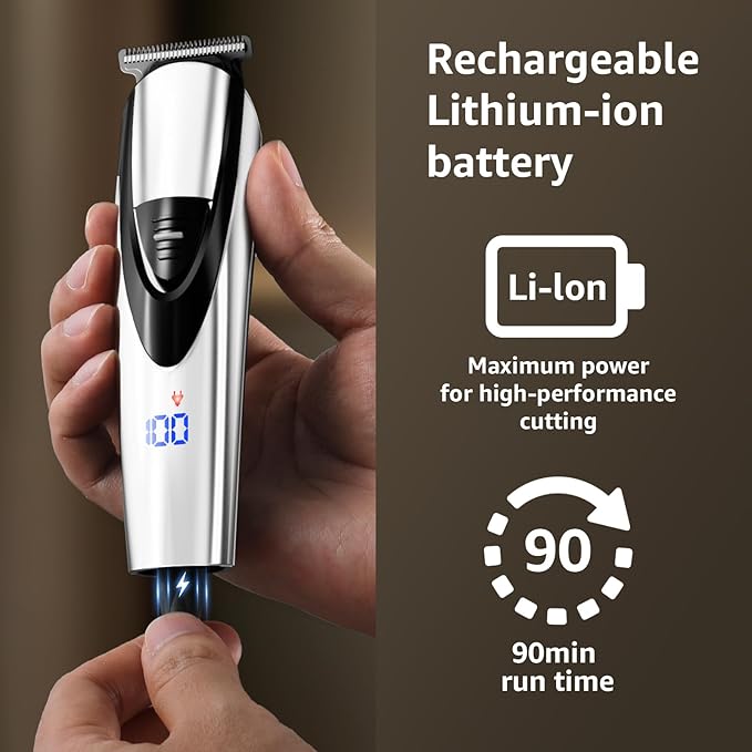 SHPAVVER Electric Beard Trimmer for Men: 16-in-1 Professional Barber Hair Clippers - Cordless Grooming Kit - Turbo Speed & Precision Blades, Silver