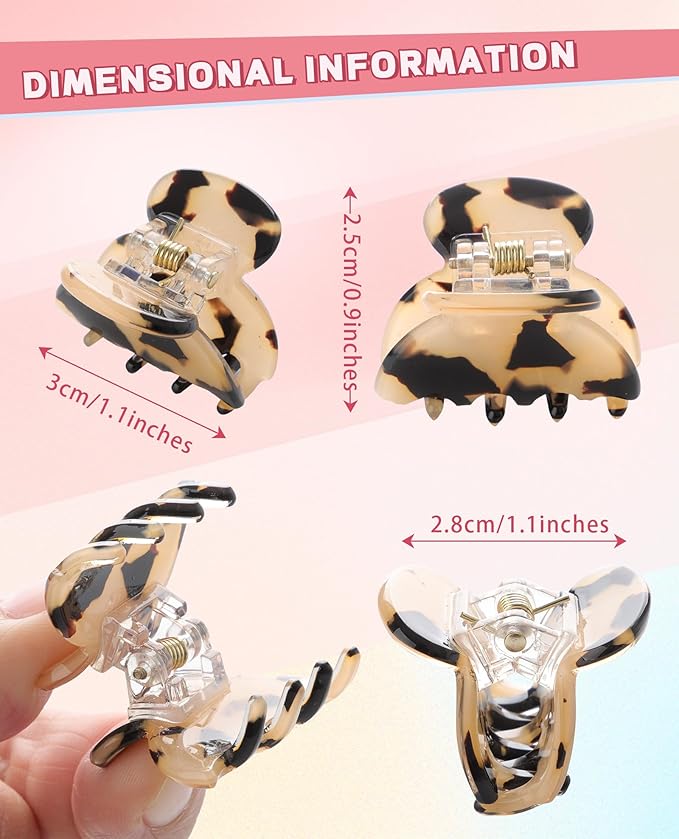 CHLINS 12 Pcs Small Hair Clips for Women, Cute Acrylic Mini Claw Clips Accessories for Thin Fine Hair, Non-Slip Little Jaw Clamps for Half Updo Styling & Bangs