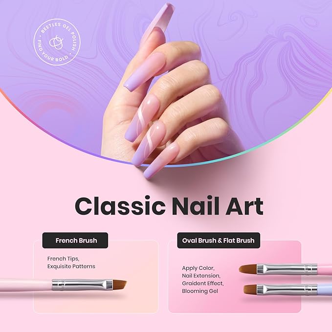 Beetles Nail Art Brushes, 6pcs Nail Art Tool Set