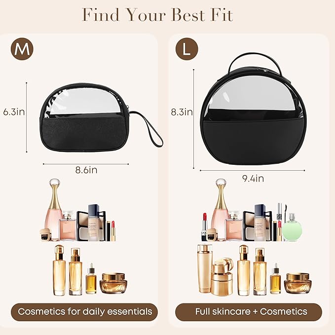 COLGRAM Small Clear Travel Makeup Bag, Waterproof Leak-Proof Toiletry Bag for Women, Simple Transparent Cosmetic & Makeup Bag Organizer