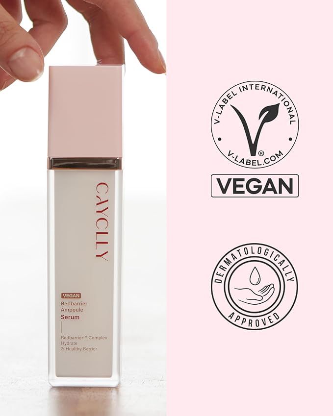 Cayclly Redbarrier Ampoule Serum | Anti-Aging Face Serum with Peptides & Niacinamide to Visibly Smooth Expression Lines & Wrinkles | Vegan Korean Skincare for Firming & Radiance, 1.69 fl. oz