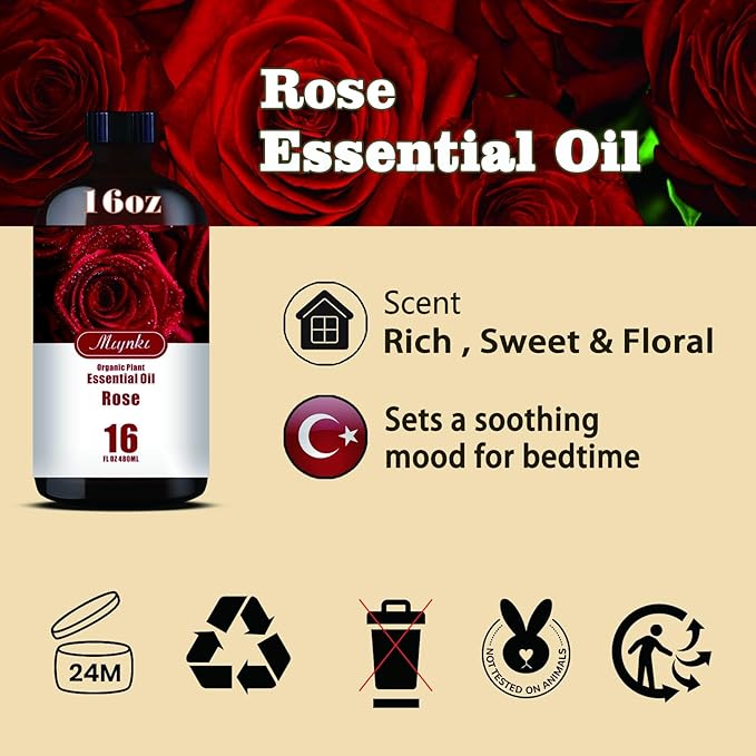 MLYNKL Rose Essential Oil,Rose Oil for DIY Candles Home,16 fl oz
