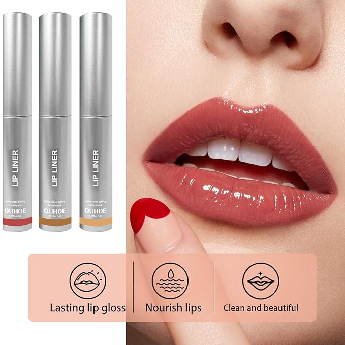 Petansy Detachable Lip Liner Set 3 Colors Peel lip liner Longwear and Pigmented Lip Pencil Peel Off Lip Stain