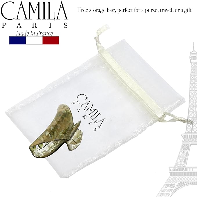 Camila Paris CP3424 French Hair Clips for Women, 3.75" Large Claw Clip Strong Hold All Day, No Damage No Slip Claw Clips for Thick Curly Wavy Fine Straight Hair, Jaw Clip Made in France