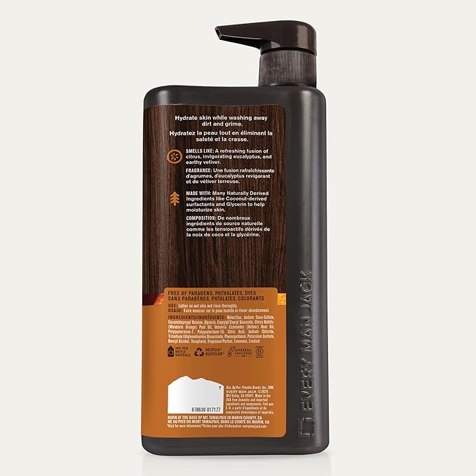 Every Man Jack Hydrating Body Wash for Men, Citrus Eucalyptus, 2pk