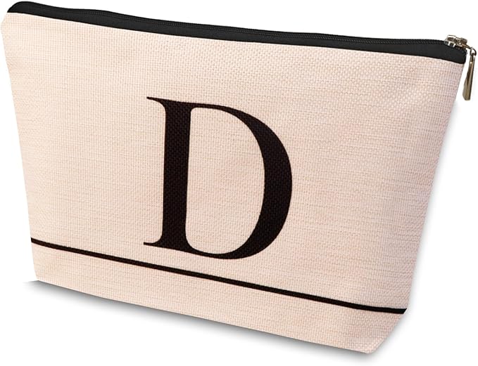 HDYHDY Letter A-Z Initial Personalized Makeup Bags, Birthday Gifts for Women, Monogrammed Gifts for Women Mom Sister Best Friend Bride Bridesmaid, Mothers Day, Christmas, Small Travel Cosmetic Bag (D)