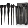 Docolor Makeup Brushes 15Pcs Obsidian Makeup Brush Set Premium Synthetic Powder Kabuki Foundation Contour Blush Concealer Eye Shadow Blending Eyeliner Crease Eyebrow Make Up Brush Kit