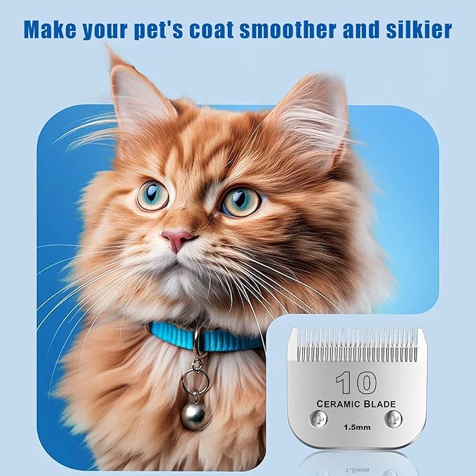 colorski 10# Detachable Pet Dog Grooming Clipper Ceramic Blade,Compatible with Andis Size 10 Cut Length 1/16"(1.5mm),Compatible with andis/wahl/Oster Dog Clippers 3PCS