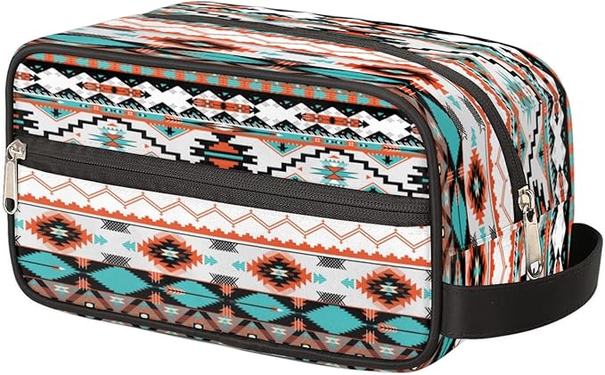 Pardick Aztec Ethnic Aztec Geometric Travel Toiletry Bag for Women Men Organizer Cosmetic Makeup Bag Waterproof Lightweight Shaving Bag Dopp Kit Large Capacity for Toiletries and Shaving Accessories