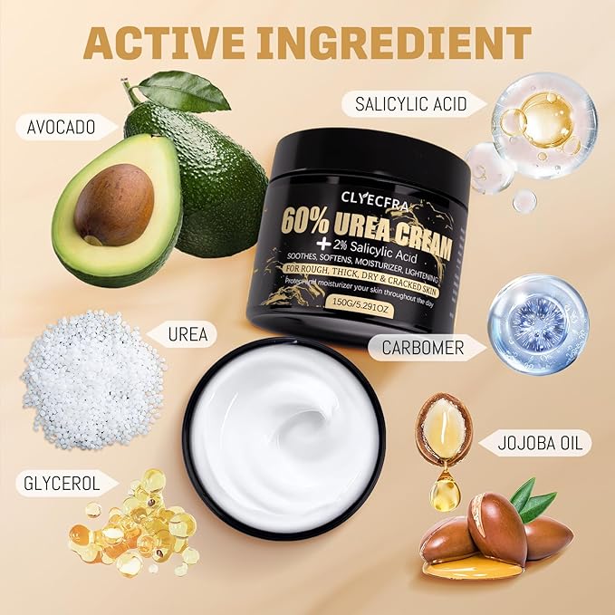 60% Urea Cream for Feet with 2% Salicylic Acid for Deep Hydration-150g