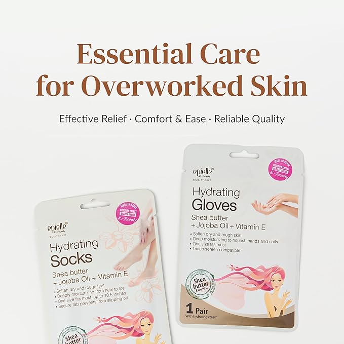 Epielle Hydrating Foot Mask 6 Pairs, Relieve and Soften with Shea Butter & Jojoba Oil, Deep Moisturizing Socks for Dry, Cracked Feet, Self Care Gifts for Women, Spa Kit