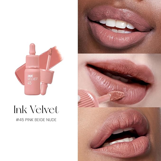 Peripera Ink The Velvet Lip Tint | Highly Pigmented, Longwear & Weightless Lip Tint | Smudge-Proof, Buildable Color for Lips & Cheeks | K-Beauty Makeup, Safe for Sensitive Lips (045 PINK BEIGE NUDE)
