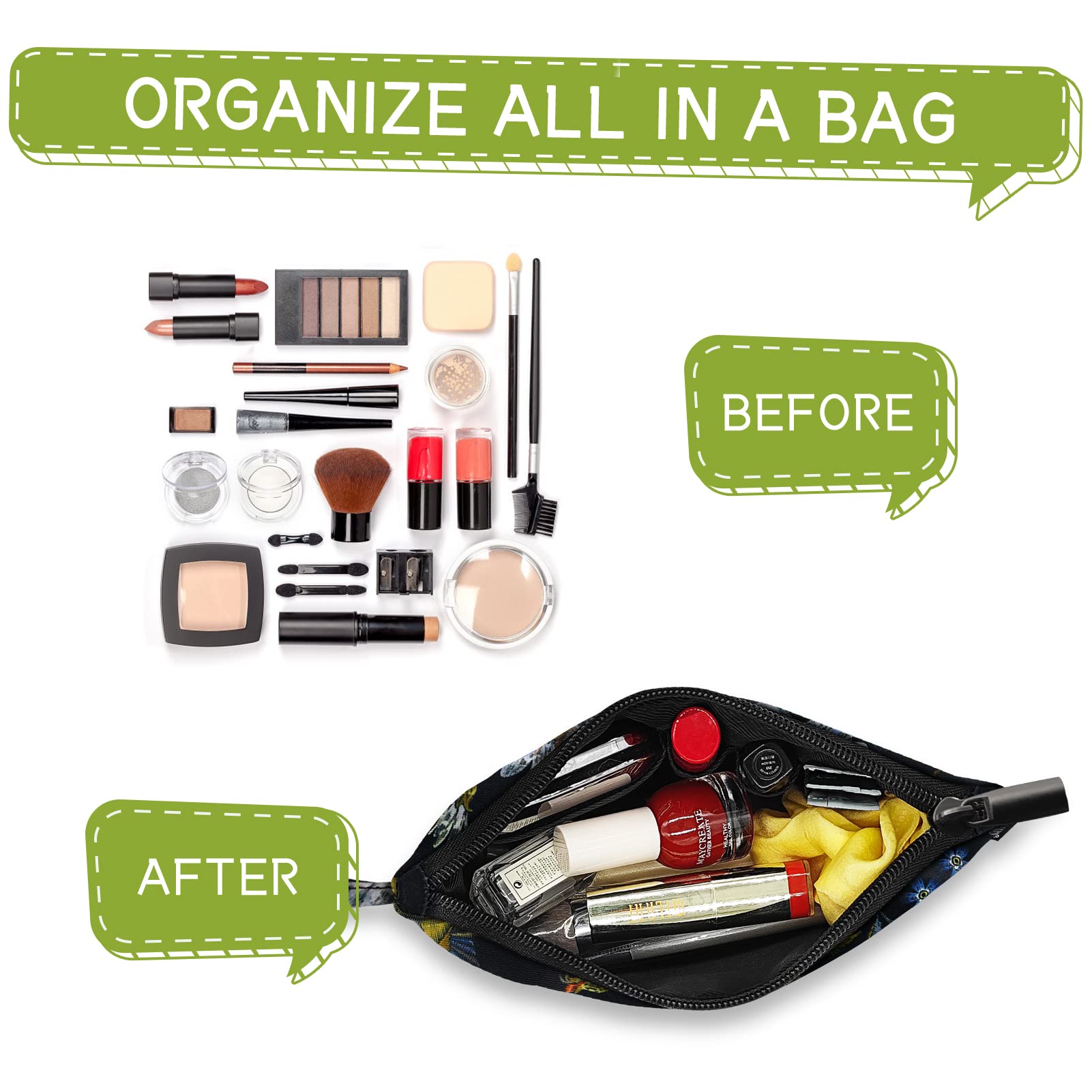 Gloppie Makeup Bag Small Cosmetic Bag for Purse Zipper Make Up Pouch