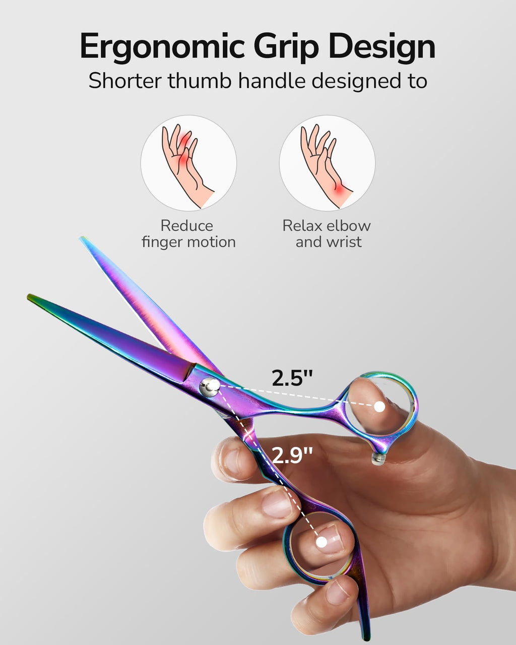 Hair Cutting Scissors, ULG Professional Hair Scissors 6.5” Rainbow