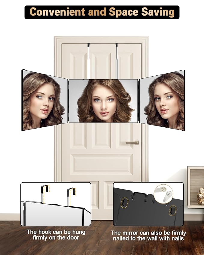 JUSRON 360 Viewing Angle Self Hair Cutting Mirror, Clear Anti-Fog HD Glass (Without LED)