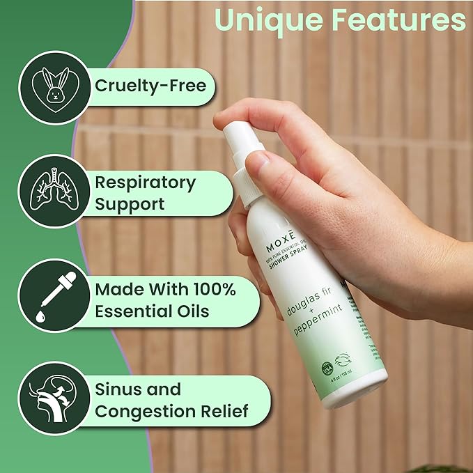 MOXĒ Douglas Fir & Peppermint Shower Steamer for Respiratory Support, 4oz