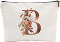 YKYENR A-Z Boho Personalized Cosmetic Bag-Floral Cotton Letter Makeup Bag With Zipper-Artistic Cosmetic Bag For Travel-Bride,Birthday Gift For Women Daughter Friends-Women Makeup Organizer-A02