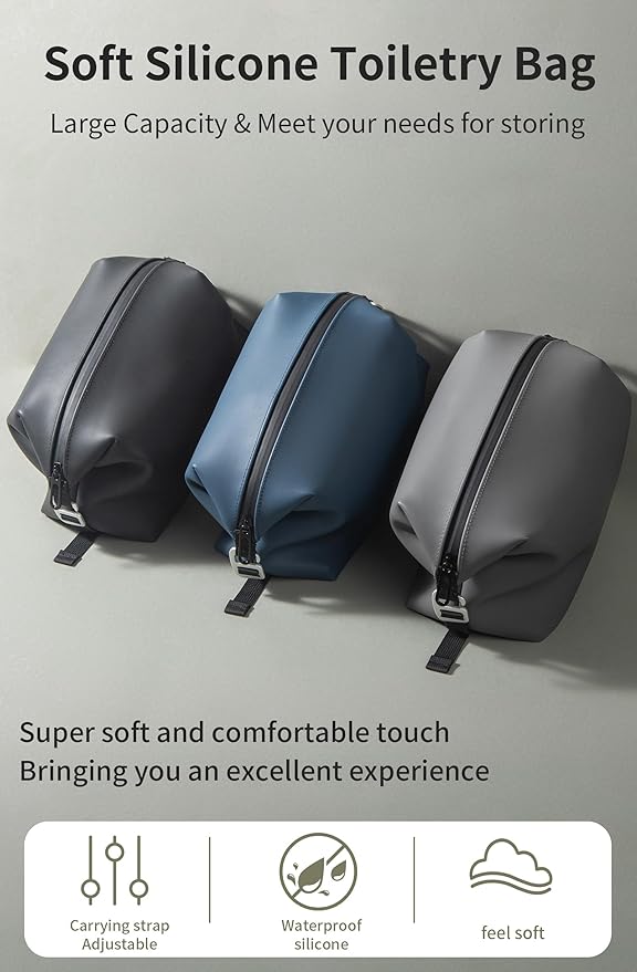 Onbagway 6"x11" 6L Silicone Toiletry Bag, Grey