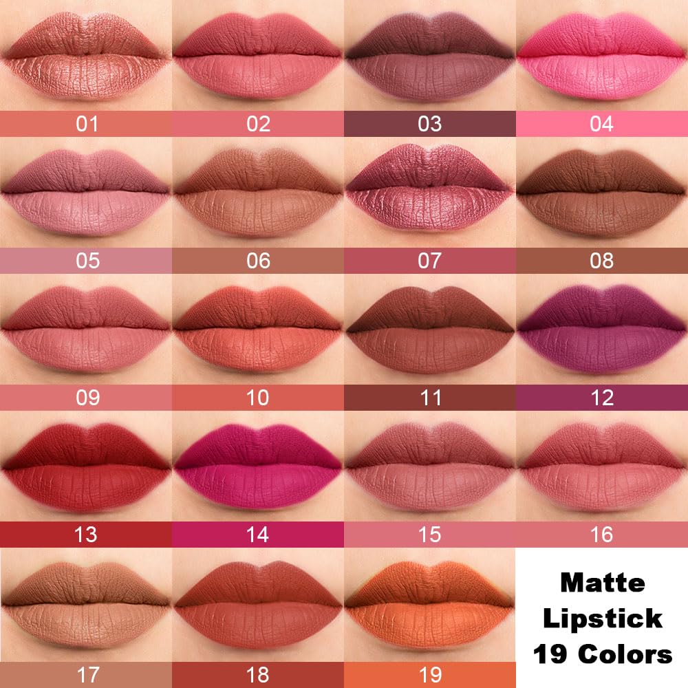 evpct 1Pcs Tan Maroon Matte Lipstick and Lip Crayon Liner Pencil Set for Women Lip Stain Long Lasting Waterproof labiales mate magicos 24 horas originales pintalabios permanente 24 horas 03