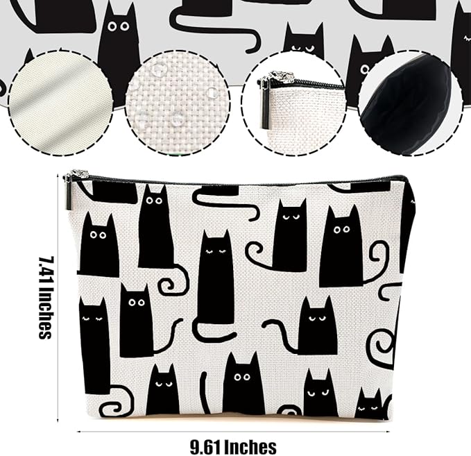 DHKG Cat Makeup Bag Cat Gifts Cosmetic Bag Cat Lover Gifts for Women Girls Friends Colleague Cat Themed Gifts Cat Stuff Travel Organizer Zipper Pouch Graduation Birthday Friendship Gifts