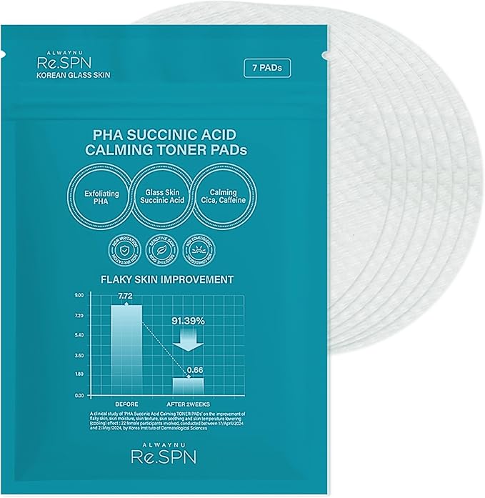 Re.SPN PHA Glass Skin Toner Pads | Succinic Acid, CICA, Vegan (7ct)
