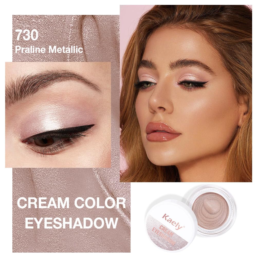 FeiCuiYun Cream Glitter Light Champagne Shimmer Metallic Eyeshadow Palette Makeup For Mature Women, Mini Instant Holographic Eyeshadow, Sombras Crema Para Ojos, Talc, Paraben & Cruelty Free, 730