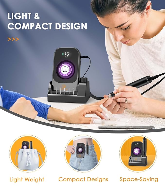 Portable Nail Drill Electric File: Professional E-File for Acrylic Nails