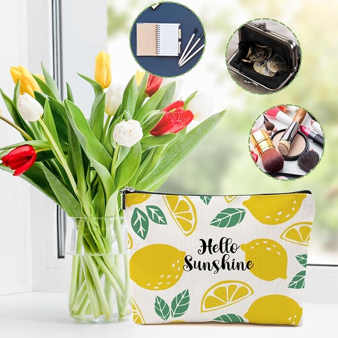 Lemon Makeup Bag Inspirational Cosmetic Bag Sunshine Gifts for Women Girls