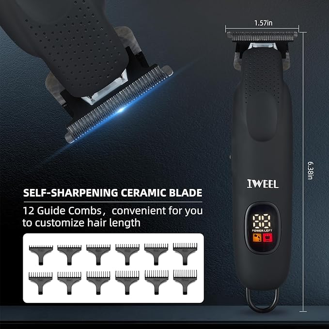 IWEEL Beard Trimmer for Men Professional Hair Trimmer for Men Hair Clippers Eletric Razor Shavers Zero Gapped T Blade Edgers Liners Cordless Rechargeable Mustache Grooming Kit for Body