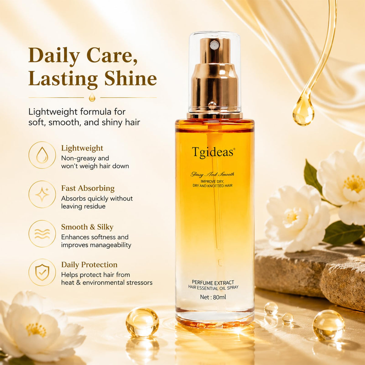 Tgideas Leave-in Hair Oil Spray, Moisturizing & Detangling
