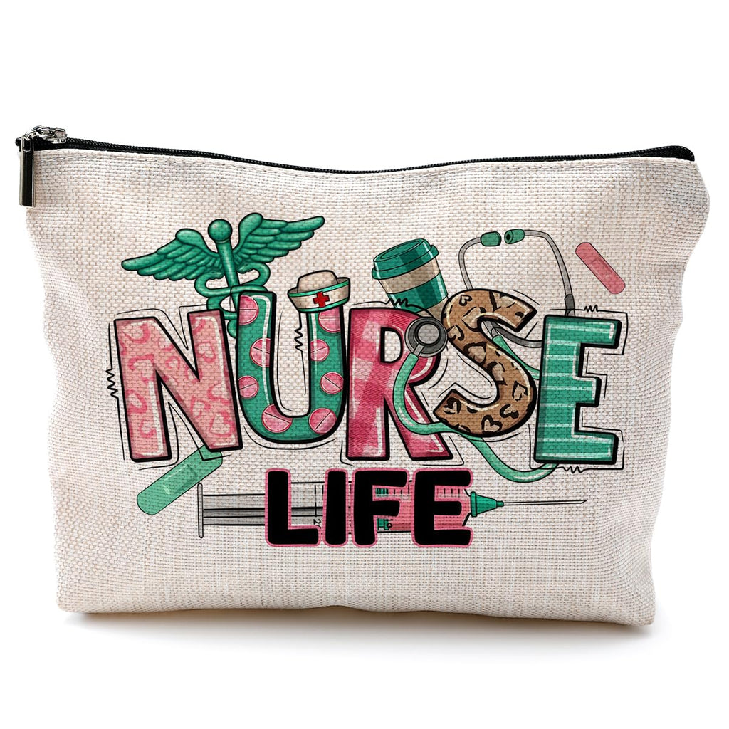 QGFM Nurse Makeup Bags,Nurse Gifts for Women,Nurse Cosmetic Bags With Zipper,Nurse Gifts for Nursing Student,Student Nurse Gifts(F style)