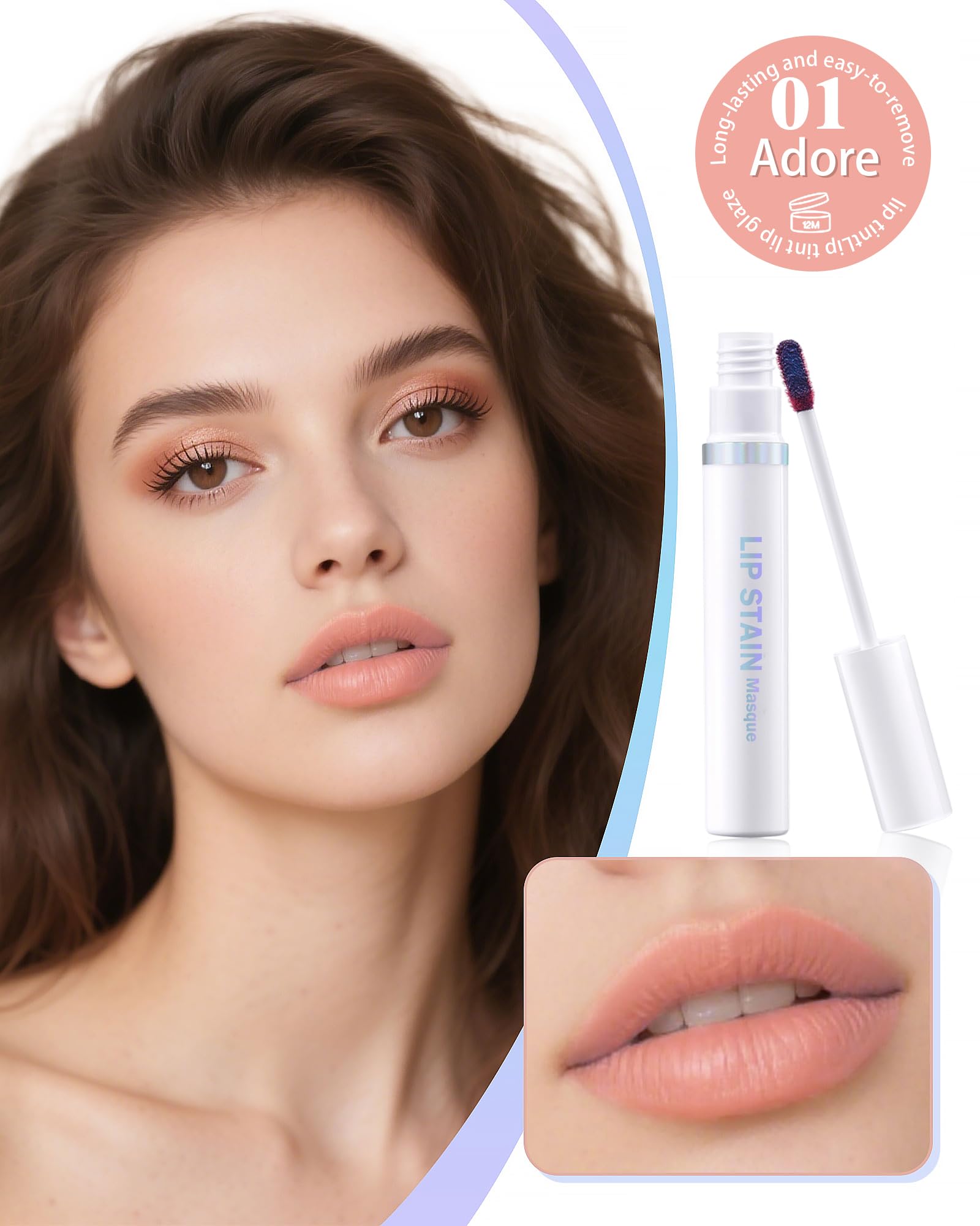 Berinist Lip Stain Masque Lip Liner Stain Long Lasting Waterproof Lip Tint Stain Semi-Permanent Lip Tattoo Transfer Proof Non-Drying Matte Finish Suitable for Women's Daily Lip Makeup