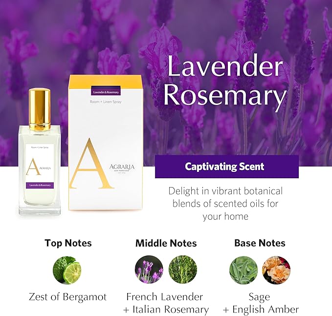 AGRARIA Lavender & Rosemary Room & Linen Spray, Fabric Freshener