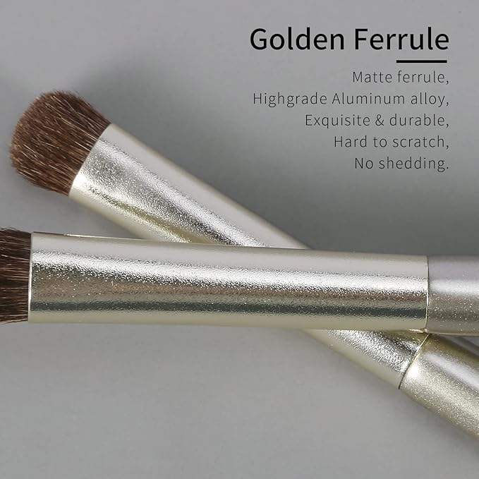 ENZO KEN Natural Pony Hair Eye Shadow Brush, Medium Smudge Eyeshadow Brush, Shader Eye Shadow Brushes, Eye Smudge Brush, Single Eyeshadow Brushes, Eyeshadow Blending Brush - Gold, E203M