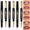 Aseawave 3Pcs Lip Liner and Lipstick Combo Set, Chestnut Nude Brown Lipgloss for Women Magic Lipstain 24 Hours Original Lip Liner Makeup Stain Long Lasting Waterproof Smudge Proof labial