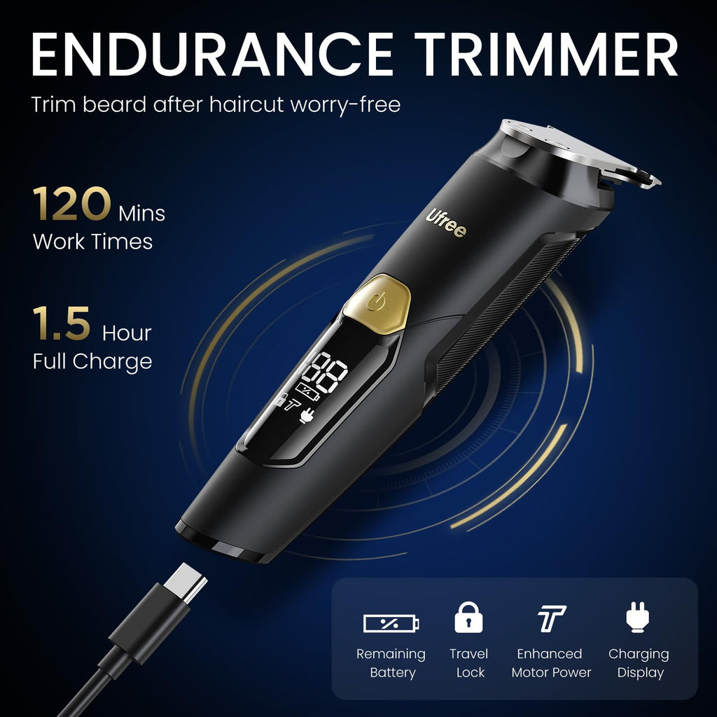 Ufree 3-in-1 Beard Trimmer for Men, IPX6 Waterproof Electric Razor Shaver, Hair Mustache Body Nose Trimmer, Type-C Clippers Husband Father boy Grooming Kit, Birthday Gifts for Men Dad