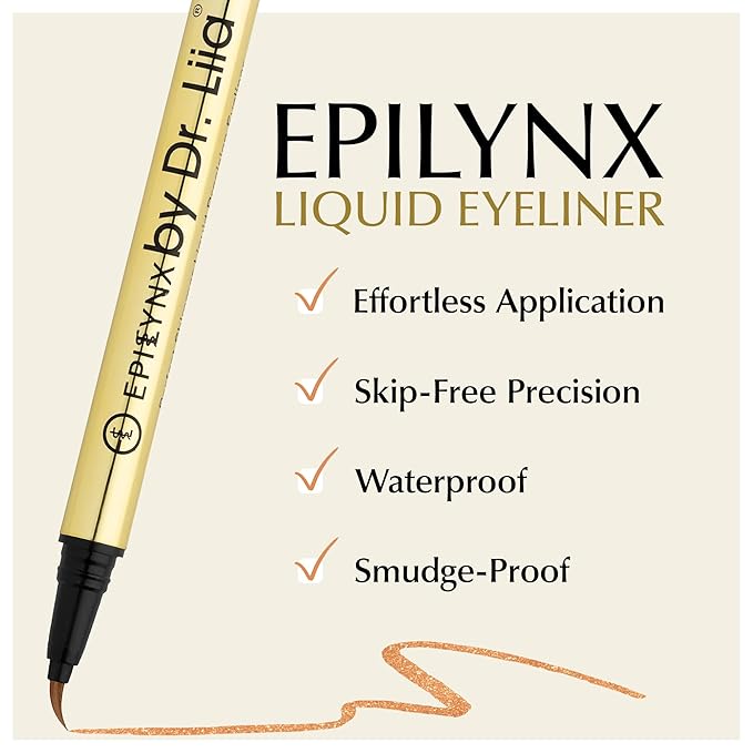 EPILYNX Liquid Eyeliner, Waterproof Vegan, Shimmer Gold Brown, 2mL