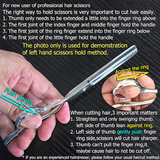 KINSARO Left Hand Hair Thinning Scissors 5.5 Inch, 440C, Texturizing Shears