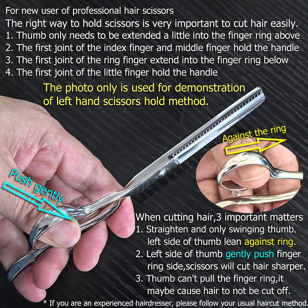 KINSARO Left Hand Hair Thinning Scissors 5.5 Inch, 440C, Texturizing Shears