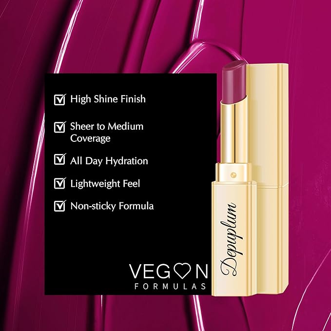 Depuplum Purple Lipstick for Women Moisture Lip Gloss Tinted Lip Balm