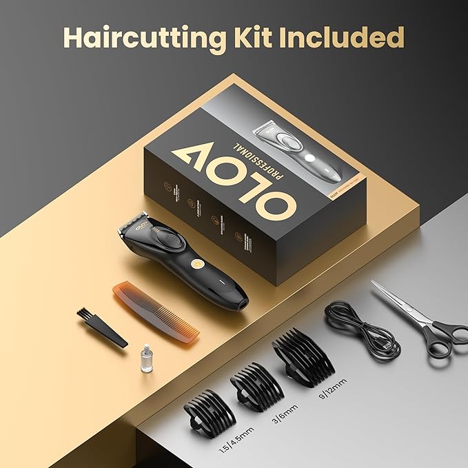 OLOV Professional Hair Clippers for Men, Cordless Hair Clipper Kit, Rechargeable Hair Clippers for Family, Black