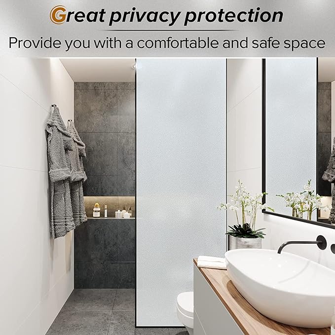rabbitgoo Frosted Glass Window Privacy Film, Static Cling, 35.4" x 78.7"