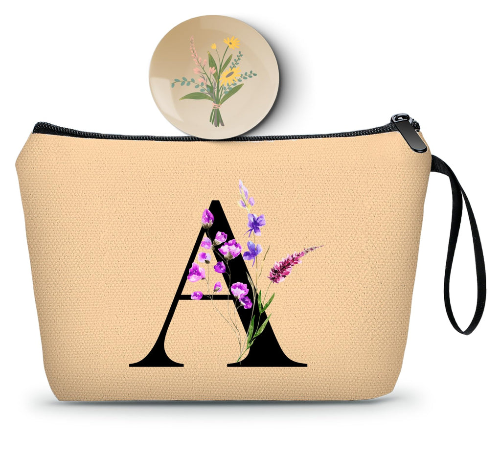 A-Z personalized gifts for women,Initial cosmetic bag with Mirror, D — 기타