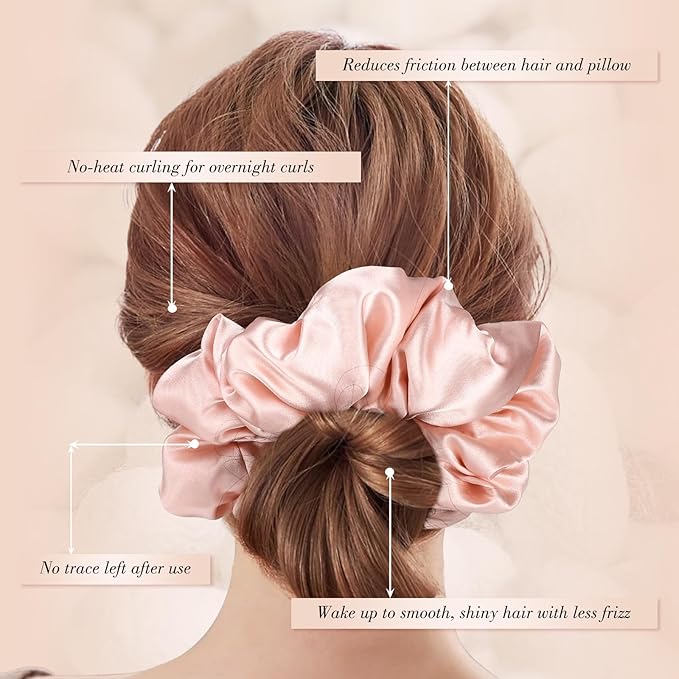 3 Pack Sleepy Hair Tie for Women Girls, Large Pillow Satin Scrunchies