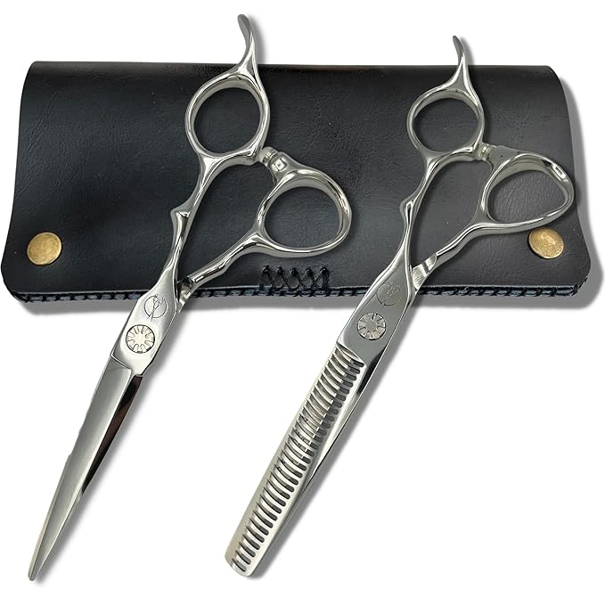 Shihan Shears Set of Professional Hair Cutting Scissors in VG-10 Japan Steel - Includes Hair Cutting Scissors, Thinning Shears and Leather Case - Heritage for Master Stylists (6.0 Inch)