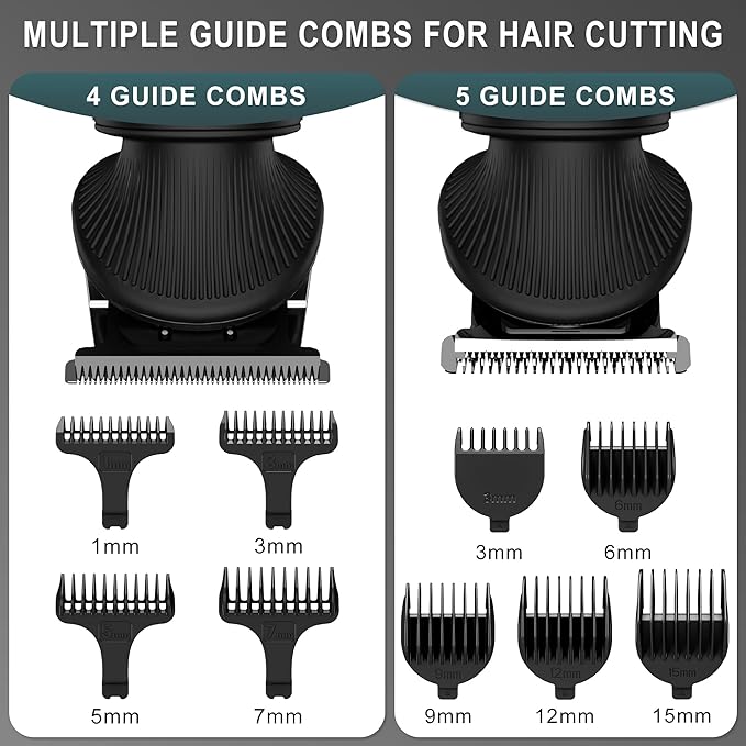 Scttomon Beard Trimmer for Men Professional Mens Beard Grooming Kit T-Blade Trimmer Electric Shaver Razor Nose Body Trimmer Hair Cutting Kit Cordless 7 in 1 Black