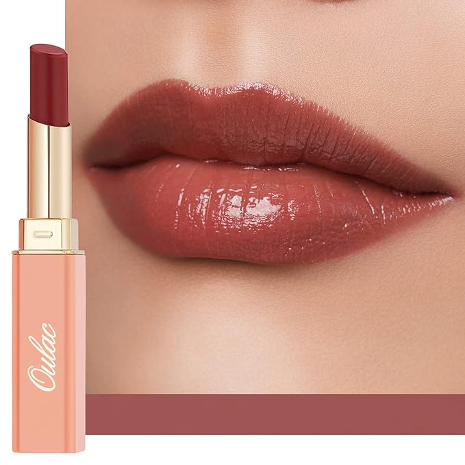 Oulac Moisturizing Lipstick for Women, Red Lipsticks Hydrating, Glass Shine Tinted Lip Balm, Hydrated Juicy and Moisture Lip Color for Dry, Cracked and Chapped Lips, Vegan Lipstick G02