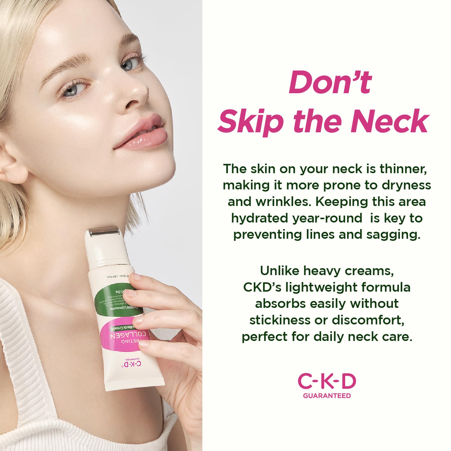 CKD Retinal Collagen Gua Sha Neck Cream, Cooling Massage Head