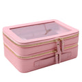 SANHECUN Clear Travel Toiletry bag Toiletry Case Carry on Travel Accessories Bag Makeup Bag Dimensions | LxWxH:9” x 6” x 4.2” (Pink, SHC-TL-2)