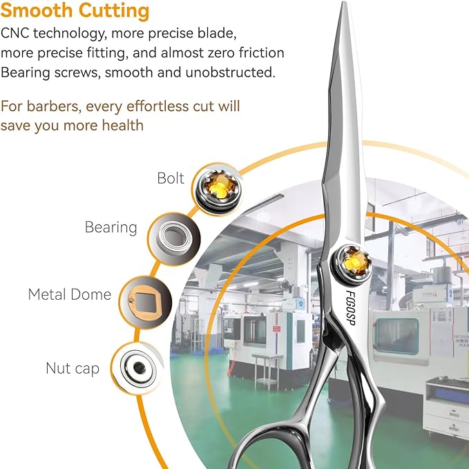 FOGOSP 6" Professional Hair Shears Set VG10 Japanese Stainless Steel Sharp Ergonomic Lightweight Regular Straight and Thinning Scissors for Barbers and Salon Professionals
